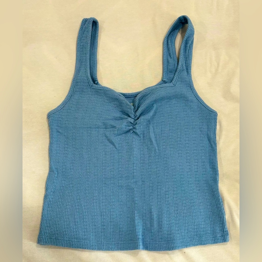 Blue Tank Top with scrunch detail at the middle